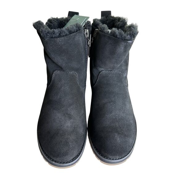 EMU Australia Beach Mini Leather Merino Wool Lining Boots Black Women's 5 NWB - Picture 5 of 14